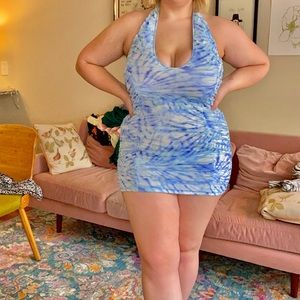 Ruched Halter Shimmy Dress